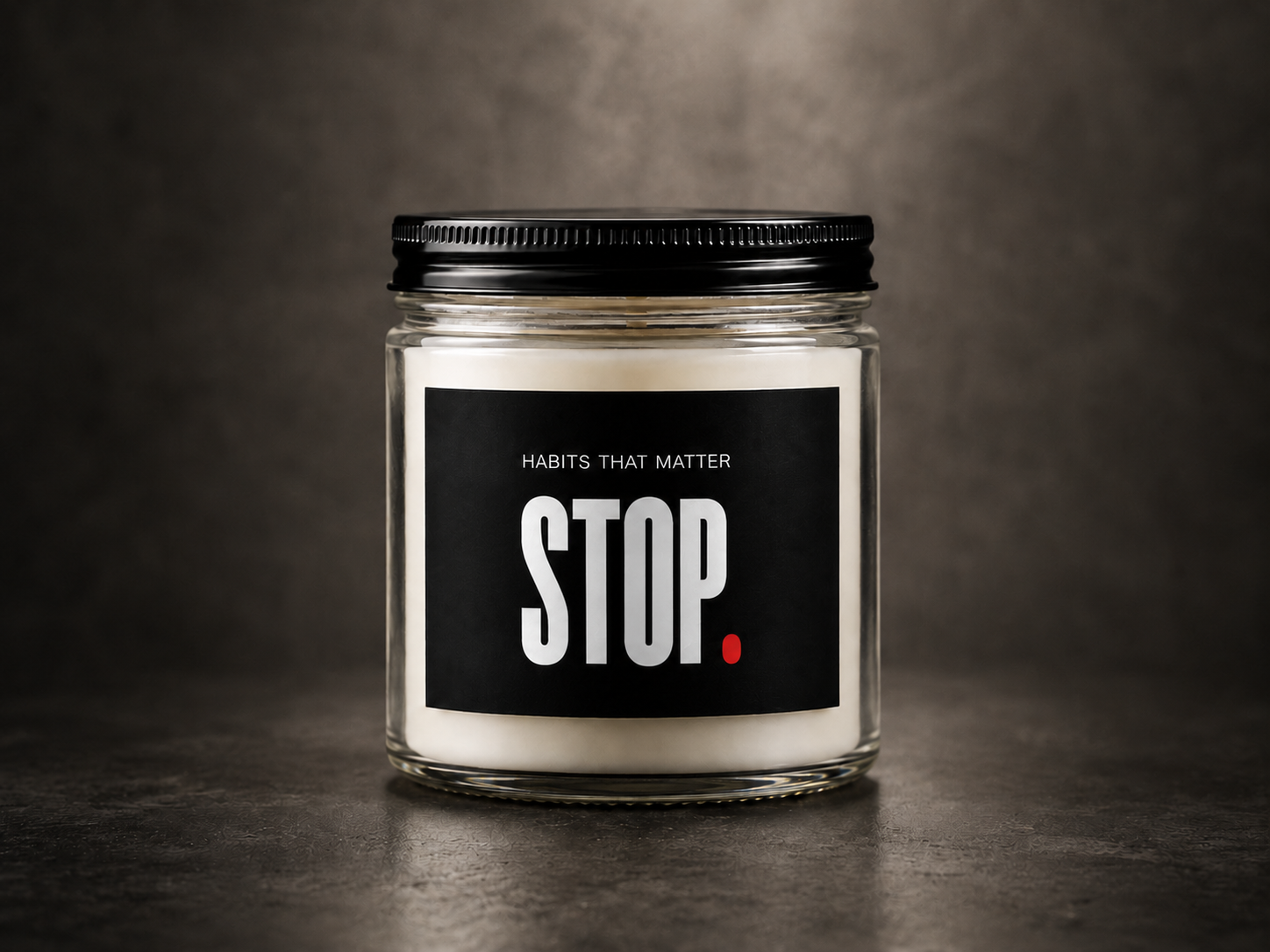 STOP. Soy Candle — Clear Jar with Black Lid (4oz & 9oz)
