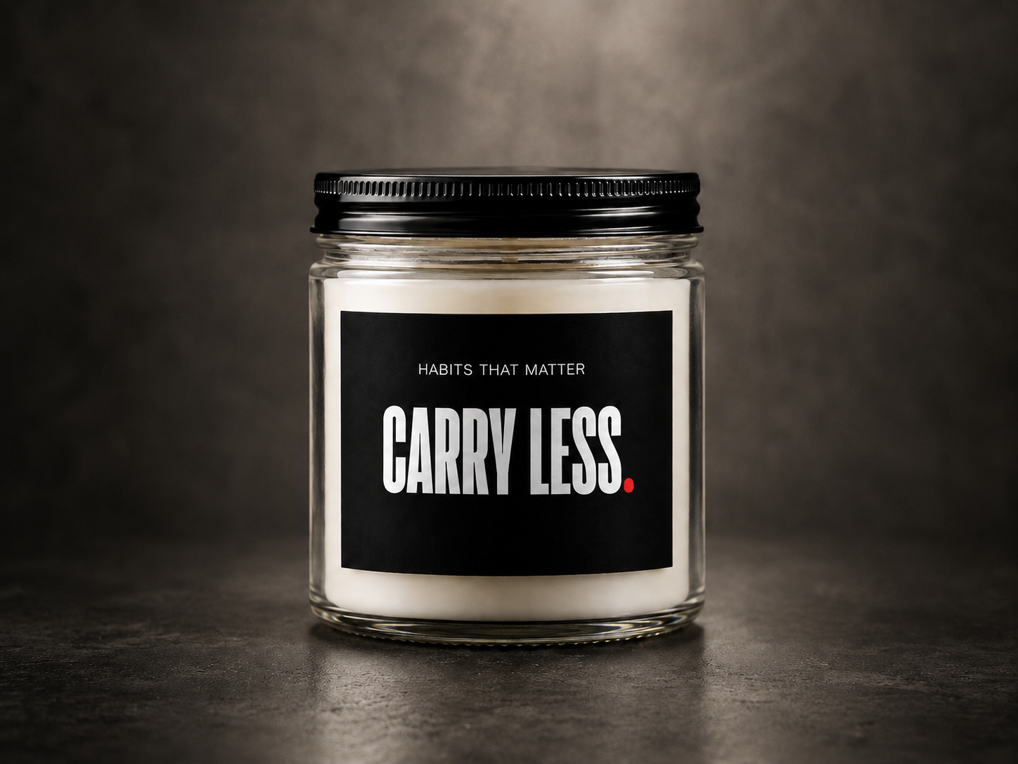 CARRY LESS. Soy Candle — Clear Jar with Black Lid (4oz & 9oz)